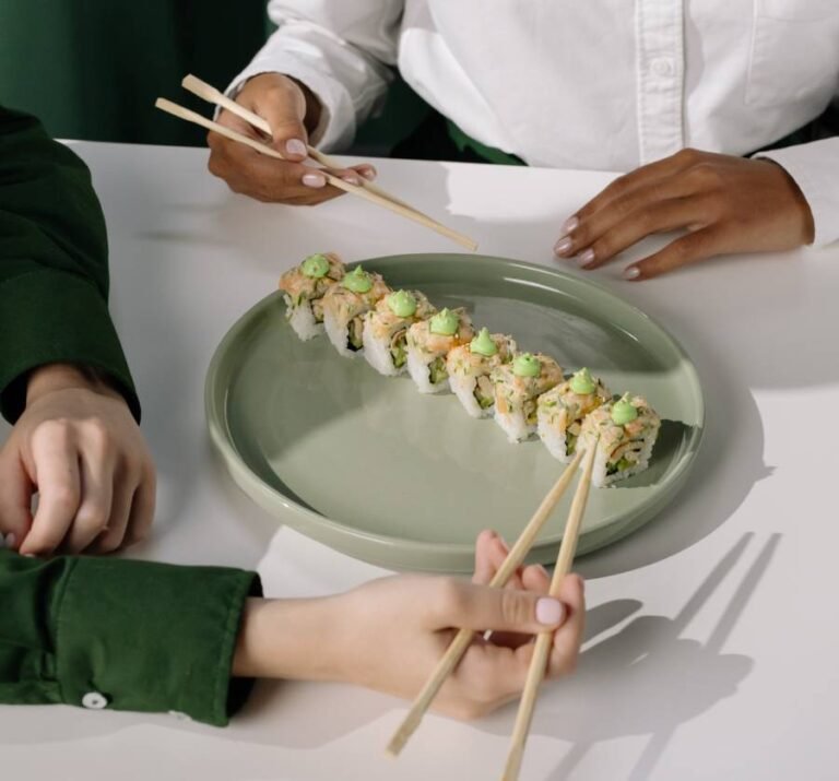 Sushi plate eating